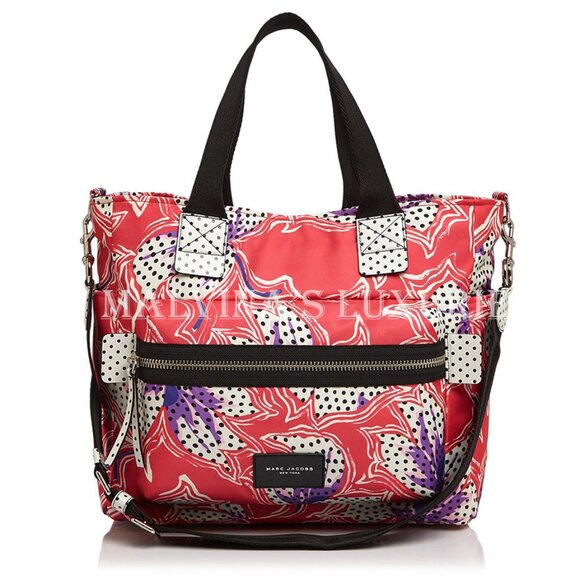 MARC JACOBS DIAPER BAG RED SPOTTED LILY PRINTED BIKER BABYBAG - Picture 4 of 11